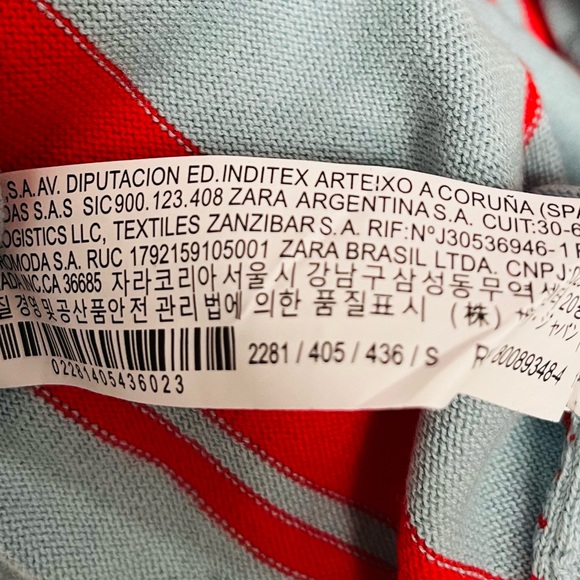 Zara Striped Embroidered Basketball Character Crew Neck Tee Blue Red Size Small - Picture 6 of 7